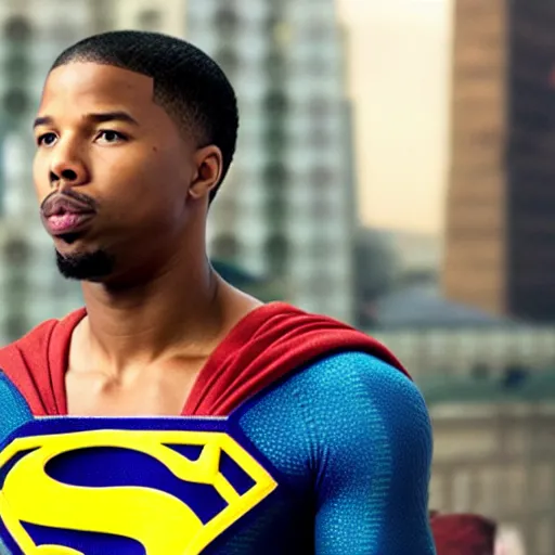 Prompt: Michael B Jordan as Superman 4K quality Super Realistic