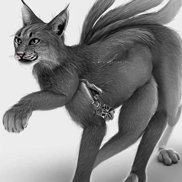 Image similar to the full body of anthropomorphic lynx fursona from behind wearing a steampunk suit as unimaginably beautiful, gorgeous, elegant, young woman with lynx head, an ultrafine hyperdetailed illustration by furaffinity, intricate linework, white fur, unreal engine 5 highly rendered, global illumination, radiant light, detailed and intricate environment, no feral, no taur