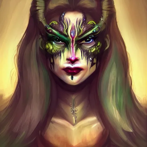 Prompt: extremely beautiful female grung with makeup, d & d