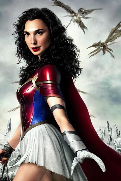 Image similar to realistic photo of Gal Gadot as Snow White, highly detailed,