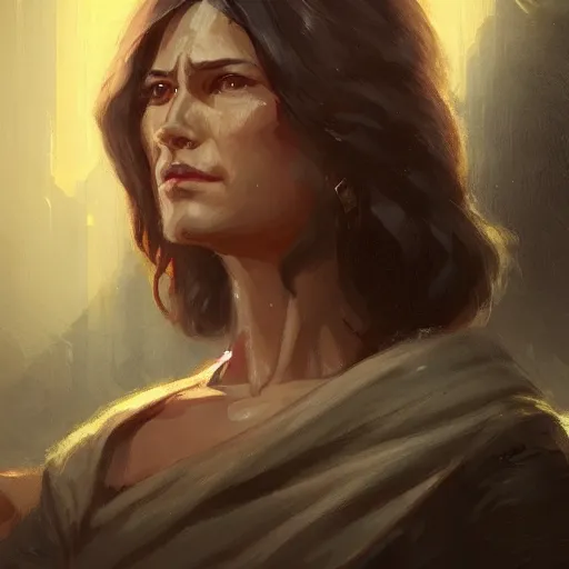 Prompt: portrait of a woman by greg rutkowski, old jedi master jaina solo, star wars expanded universe, she is about 6 0 years old, highly detailed portrait, digital painting, artstation, concept art, smooth, sharp foccus ilustration, artstation hq