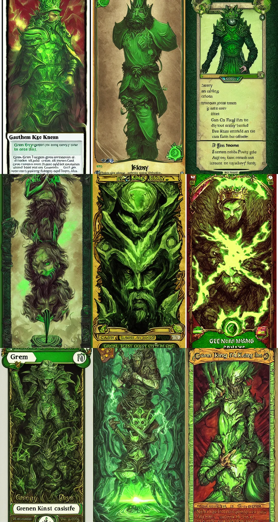 Prompt: green king, fantasy, ccg card art style