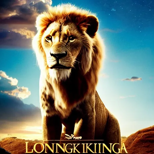 Image similar to a film poster of a new christopher nolan movie about the lion king