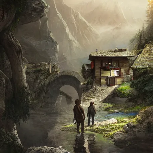 Image similar to Man in Switzerland, high resolution fantasy concept art, realistic, intricate details, soft lighting
