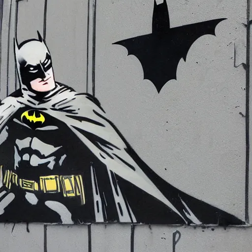 Prompt: batman in love, banksy style, realistic, smooth, sharp focus