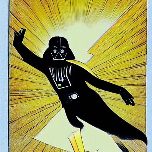 Prompt: Darth Vader slips on a banana peel