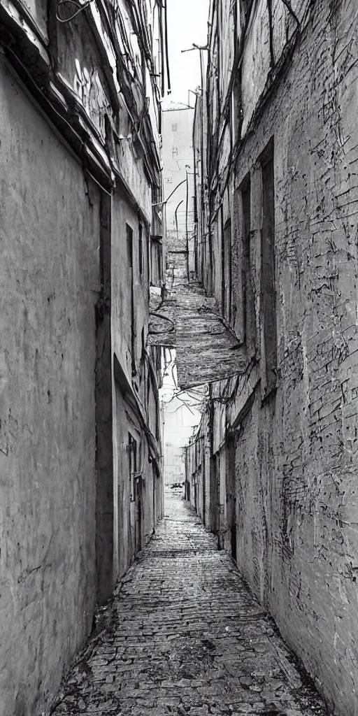 Image similar to “A realistic Soviet alleyway”