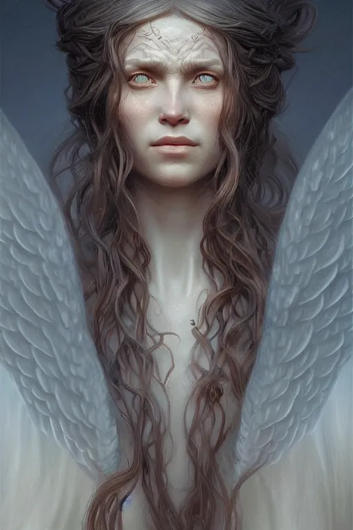 Prompt: Nearthendahl primitive caveman angels, fantasy, long hair, intricate, elegant, highly detailed, digital painting, artstation, concept art, smooth, sharp focus, illustration, art by artgerm and greg rutkowski and aleister crowley