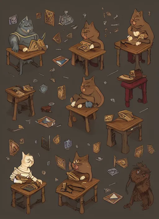 Image similar to powerful wizard cat playing dungeons and dragons, character design white background, by simon kennedy, studio muti