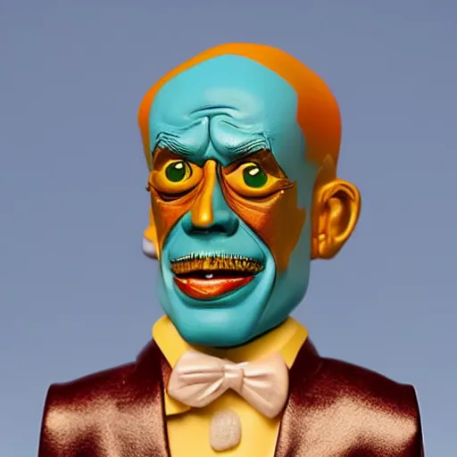 Prompt: young blue period pablo picasso gold teeth stop motion vinyl action figure, plastic, toy, butcher billy style