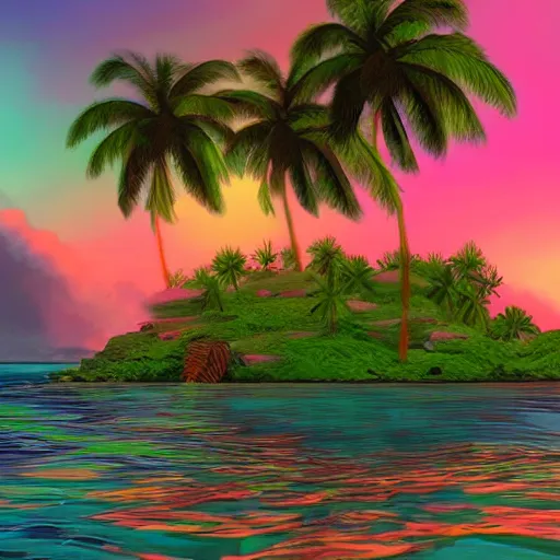 Image similar to a tropical island, digital art, trending on artstation