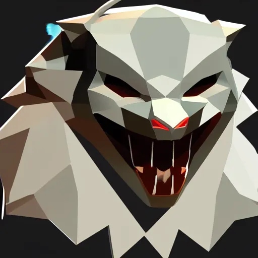 Image similar to a vector logo of rengar from league of legends, low poly,