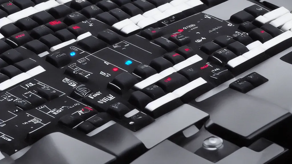 Prompt: roland keyboard synthesizer built into a spaceship dashboard, modern sleek design, photo, 2024 magazine