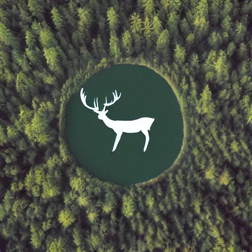 Image similar to a forest inside a negative space in the shape of a deer