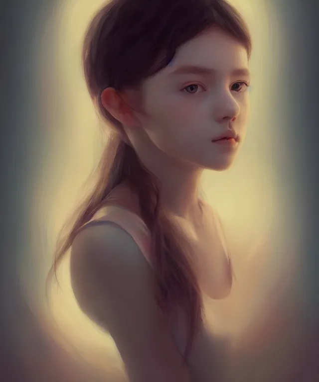 Image similar to a portrait of a beautiful young girl, by wlop and jovana rikalo and nick silva, modern cloth, on artstation, light source from the left, cartoon style