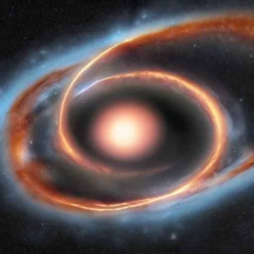 Prompt: black hole photorealistic is sucking matter of the star inside