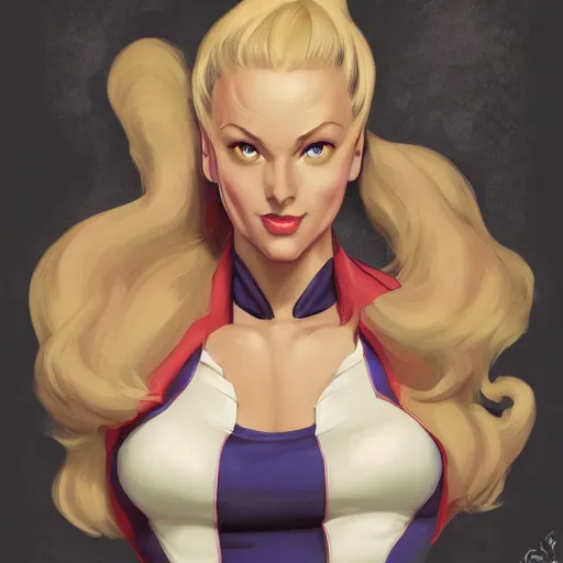 Image similar to portrait of Cammy White from Streetfighter, League of Legend illustration by Sam Youn:3, profile picture by Gil Elvgren:3, asymmetrical, Organic Painting, Ambient Occlusion:3, Matte Painting, bold shapes, hard edges, street art, trending on artstation, realistic:2 by Sachin Teng:5