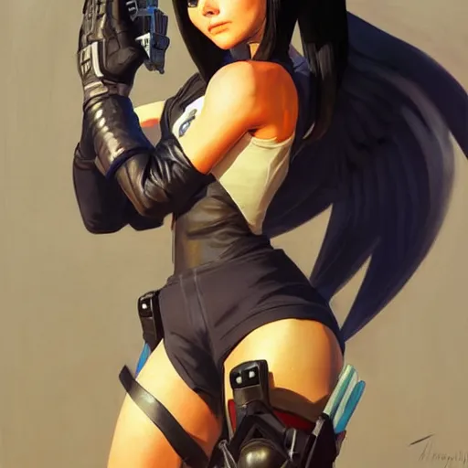 Image similar to greg manchess portrait painting of battle angel alita as overwatch character, totally whack, medium shot, asymmetrical, profile picture, organic painting, sunny day, matte painting, bold shapes, hard edges, street art, trending on artstation, by huang guangjian and gil elvgren and sachin teng