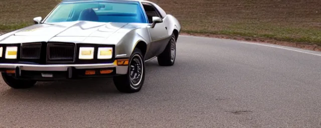 Image similar to a single time machine and 1 9 7 7 pontiac firebird hybrid, dslr