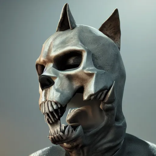 Prompt: highly detailed render of a man wearing a skull fox mask, vray render, unreal engine, highly detailed faces, thin body,