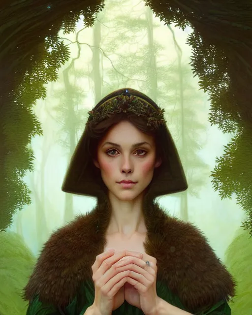 Prompt: symmetry portrait of welsh brunette princess with short hair, mans tunic, forest background, intricate, elegant, highly detailed, digital painting, artstation, concept art, smooth, sharp focus, illustration, art by artgerm and greg rutkowski and fra angelico and alphons mucha