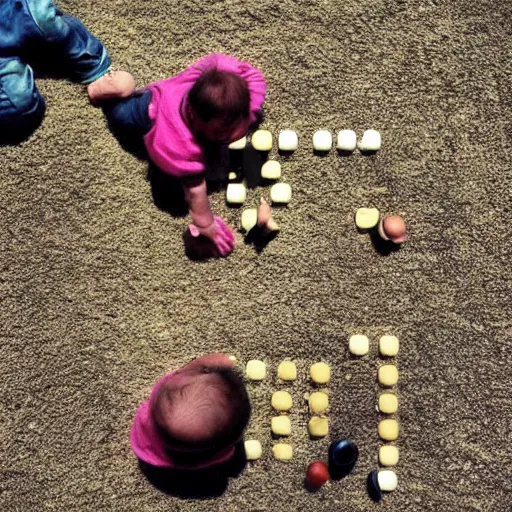 Image similar to a 2 Year Old Human Baby playing chess, national geographic photo