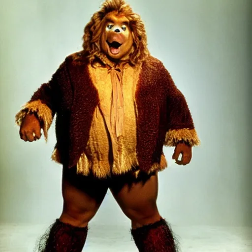 Image similar to chris farley as the cowardly lion from wizard of oz