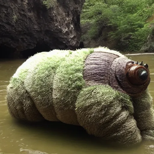 Prompt: giant tardigrade at a river