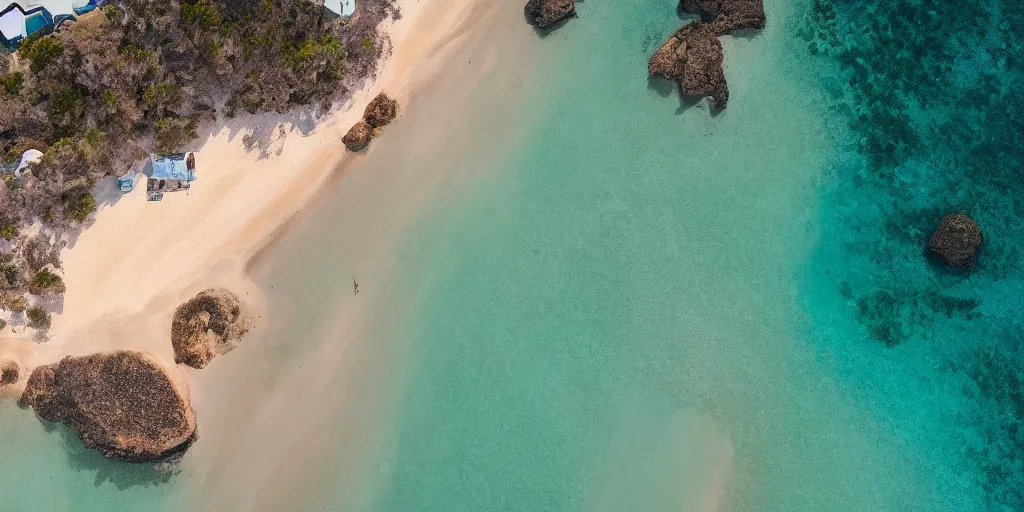 Prompt: aerial drone photograph of a beautiful beach in western Australia, high quality, award winning, 8k,