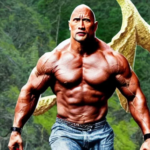 Prompt: dwayne johnson as a mythical beast