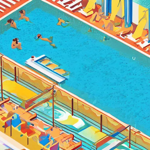 Image similar to illustration the swimming pool by malika favre