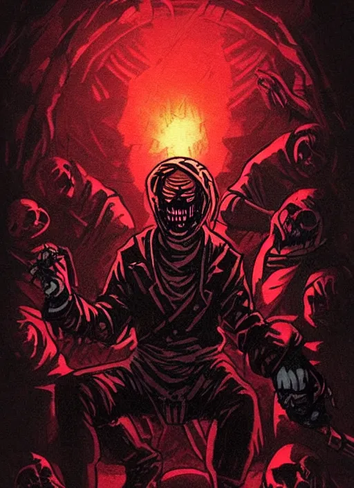 Prompt: concept art of joji as a boss in darkest dungeon, highly detailed, dark atmosphere, cosmic horror, body horror, lovecraft mythos, key character poster