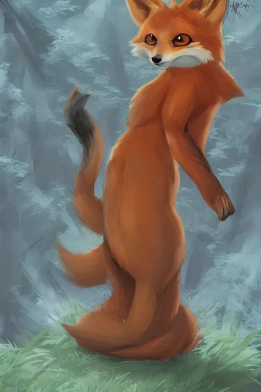 Image similar to a medieval anthropomorphic fox with a big fluffy tail in a forest, trending on furaffinity, trending on artstation, digital art, backlighting, by kawacy, dramatic lighting, cartoon, furry art