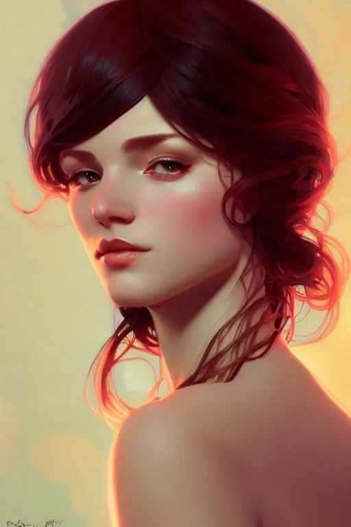 Prompt: a very beautiful woman, fantasy, portrait, sharp focus, intricate, elegant, digital painting, artstation, matte, highly detailed, concept art, illustration, ambient lighting, art by ilya kuvshinov, artgerm, Alphonse mucha, and Greg Rutkowski