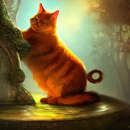 Image similar to fantasy fat cat, high detail, digital art, beautiful , concept art,fantasy art, 4k