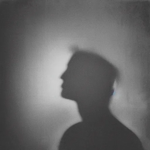 Image similar to pinhole photo : dream, smoke, silhouette, face, mirror, double exposure, chromatic aberration, kodachrome