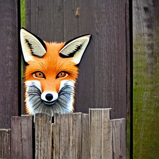 Image similar to one lone fox ontop a wooden fence