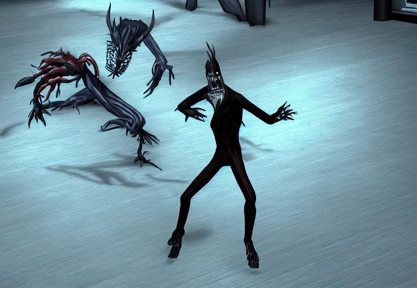Prompt: A screenshot of Paralysis Demon in The Sims 3.