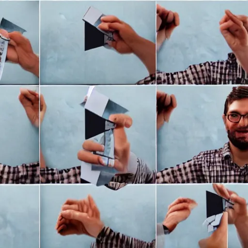 Image similar to a flip book of a man waving his arm from left to right frame by frame, separated into equally sized frames, from'how to make a flip book animation'