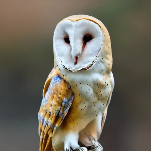 Image similar to barn owl wearing a suit, very detailed, album photo, canon shot