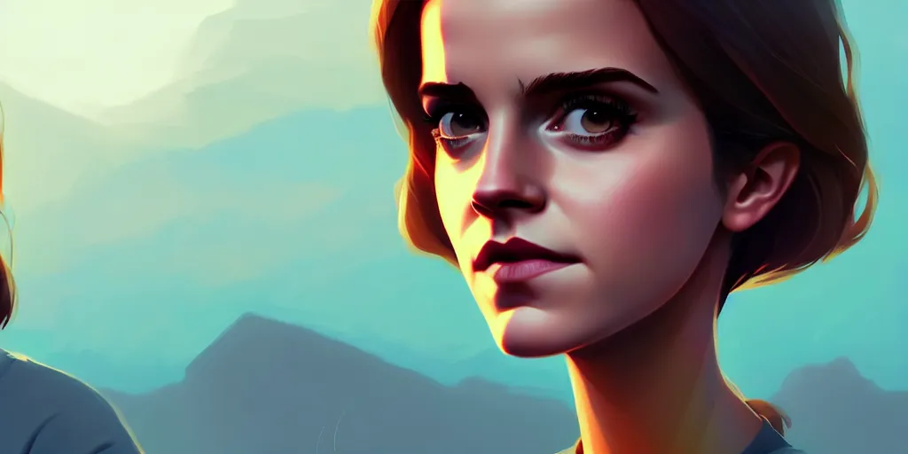 Image similar to portrait of Emma Watson, mattepainting concept Blizzard pixar maya engine on stylized background splash comics global illumination lighting artstation lois van baarle, ilya kuvshinov, rossdraws