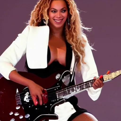 Prompt: Beyonce playing the guitar