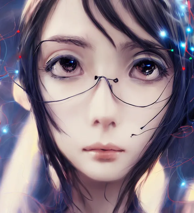 Image similar to hd 3 d anime portrait of a cute young girl complicated synaptic particles wires in frank miller jim lee style detailed cinematic depth of field trending award winning on flickr artstation