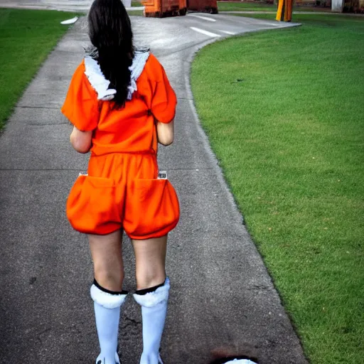 Image similar to photography cute chick dressed as an inmate