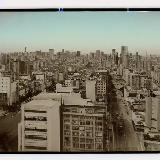 Image similar to a polaroid of the city of Buenos aires in the year 3,512