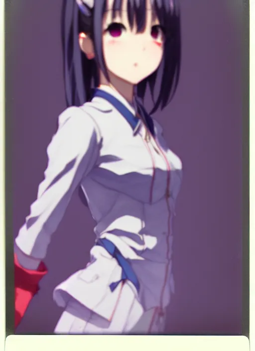 Prompt: a polaroid full body portrait of sayaka miki, finely detailed features, closeup at the faces, perfect art, gapmoe yandere grimdark, trending on pixiv fanbox, painted by greg rutkowski makoto shinkai takashi takeuchi studio ghibli, akihiko yoshida,