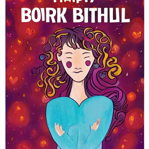 Prompt: happy birthday beautiful worrier girl, book cover by Neil Gaiman