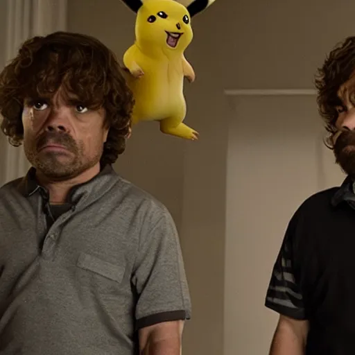 Image similar to pikachu the movie with peter dinklage in the main role