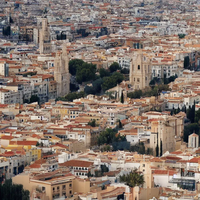 Prompt: Valencia (Spain) from the window of a train.