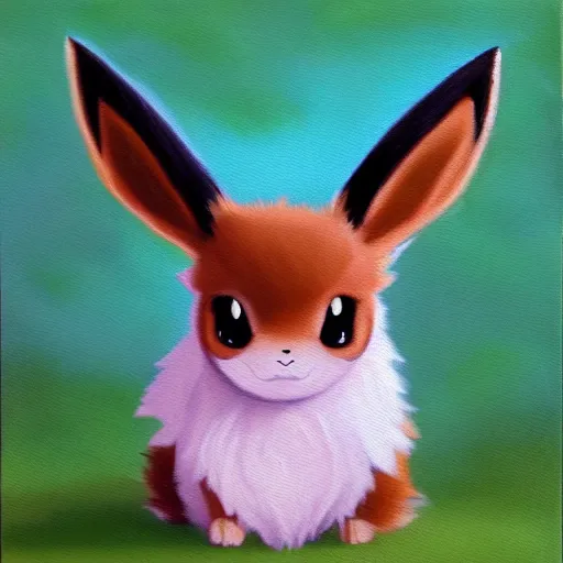 Prompt: an adorable pokemon like eevee. very cute friendly. fluffy. beautiful. oil painting.